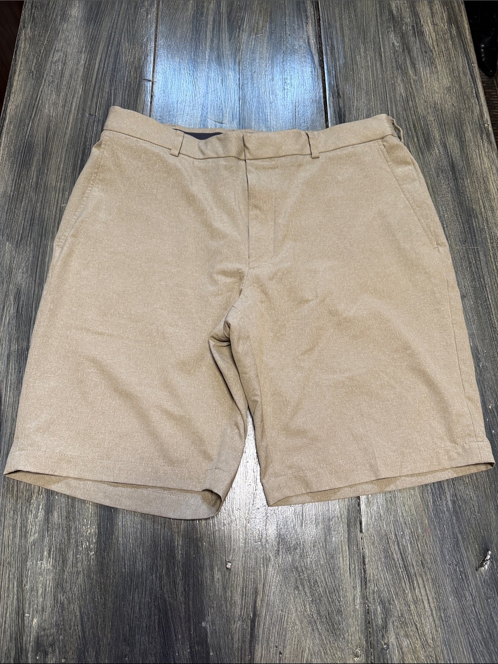 Walter Hagen Tan Flat Front Performance Golf Shorts